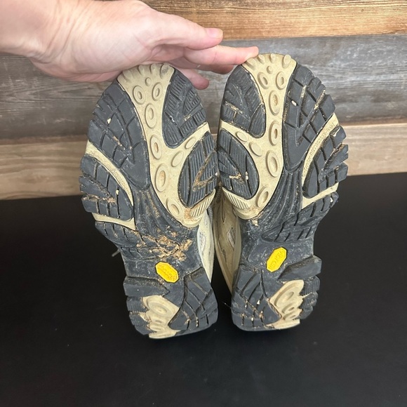 Merrell Moab Mid Ventilator Hiking Boots Women 10 Taupe Vibram Lace Up J86592 - Picture 7 of 8